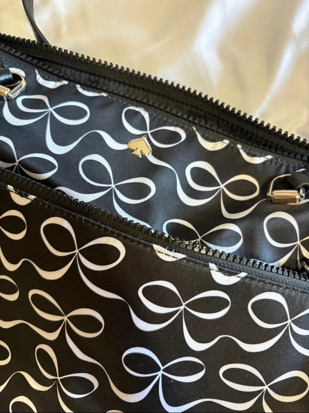 kate spade Black and White Bow Print Baby Bag